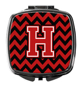 Letter H Chevron Black and Red   Compact Mirror CJ1047-HSCM by Caroline's Treasures