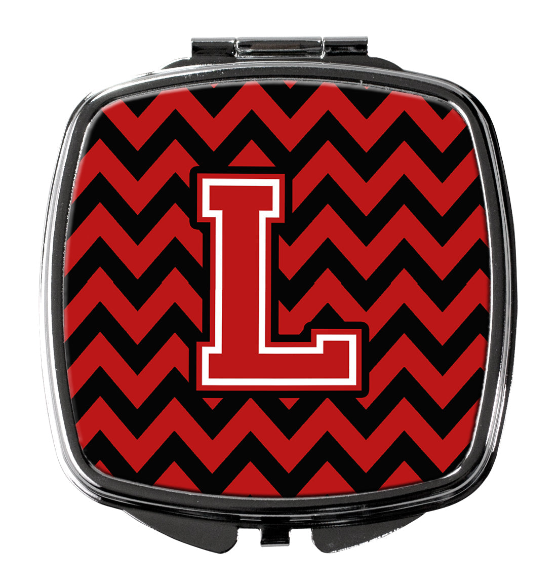 Letter L Chevron Black and Red   Compact Mirror CJ1047-LSCM by Caroline's Treasures