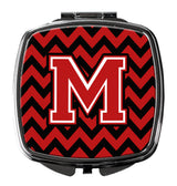 Letter M Chevron Black and Red   Compact Mirror CJ1047-MSCM by Caroline's Treasures