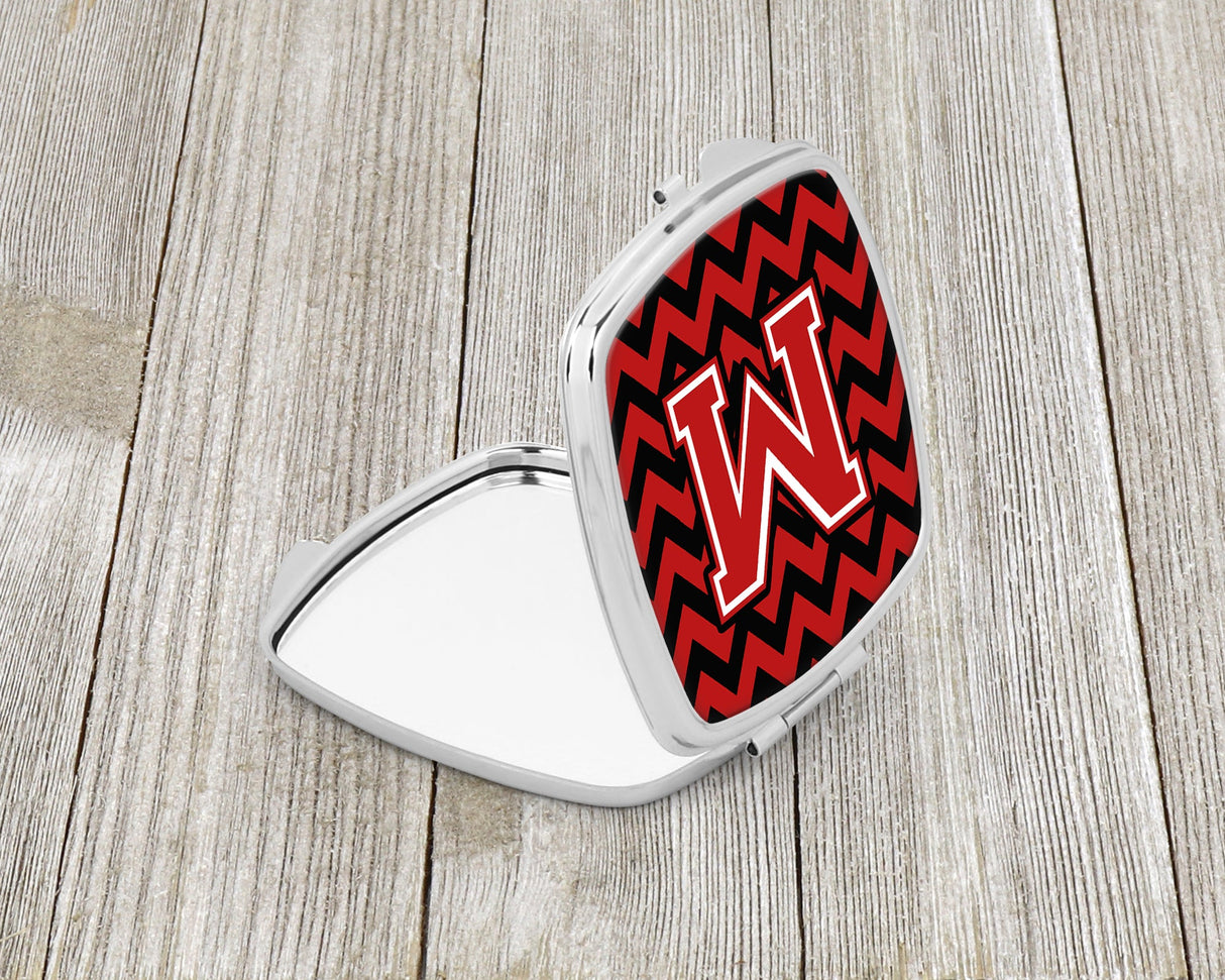 Letter M Chevron Black and Red   Compact Mirror CJ1047-MSCM by Caroline's Treasures