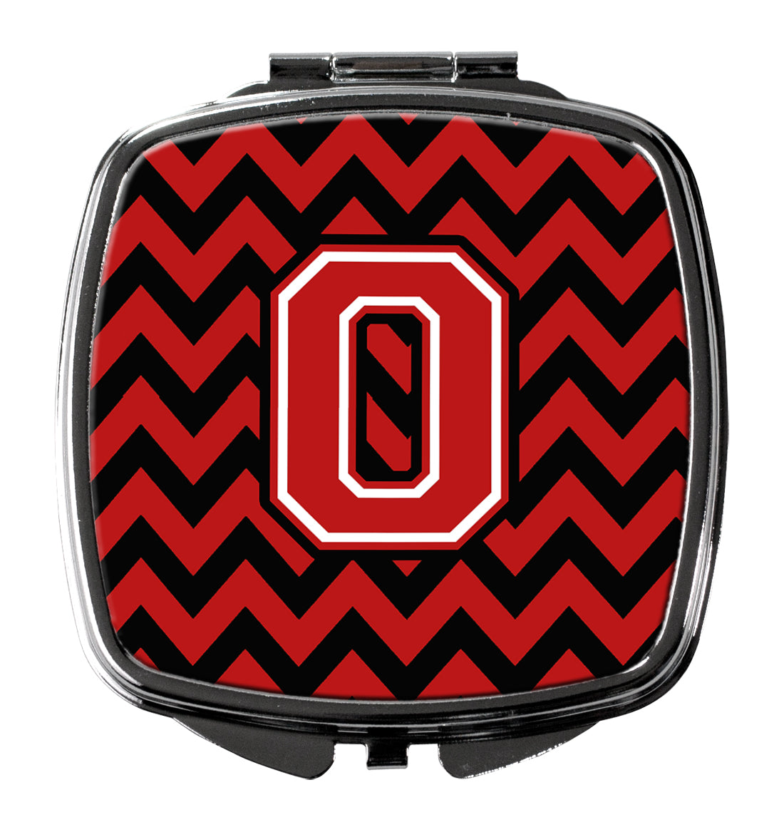 Letter O Chevron Black and Red   Compact Mirror CJ1047-OSCM by Caroline's Treasures