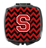 Letter S Chevron Black and Red   Compact Mirror CJ1047-SSCM by Caroline's Treasures