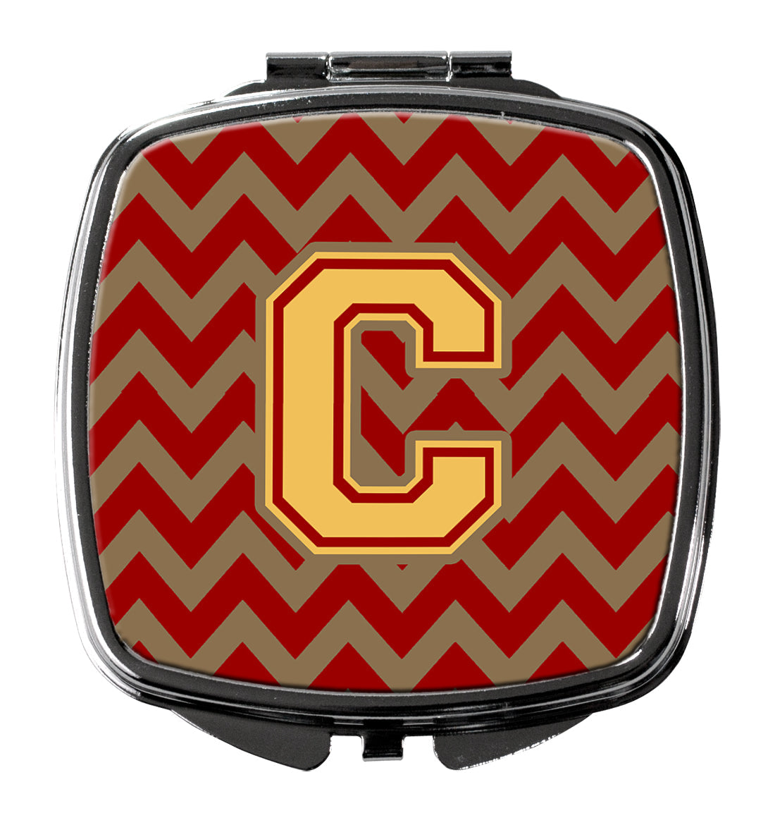 Letter C Chevron Garnet and Gold  Compact Mirror CJ1048-CSCM by Caroline's Treasures