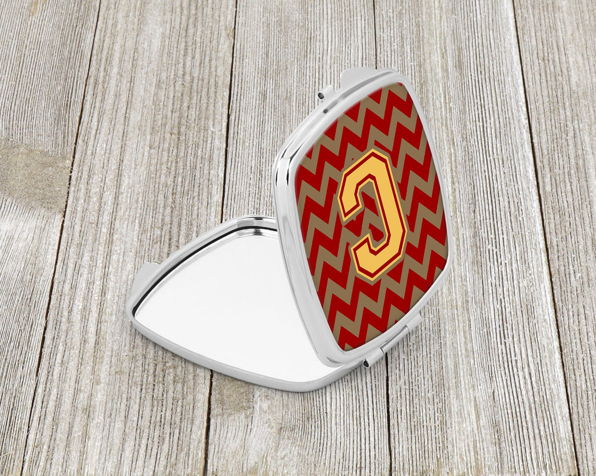 Letter C Chevron Garnet and Gold  Compact Mirror CJ1048-CSCM by Caroline's Treasures