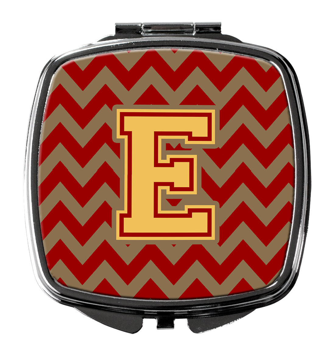 Letter E Chevron Garnet and Gold  Compact Mirror CJ1048-ESCM by Caroline's Treasures