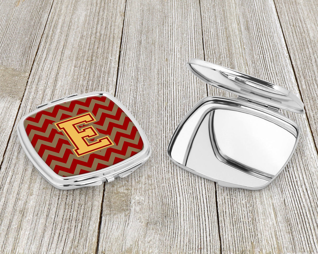 Letter E Chevron Garnet and Gold  Compact Mirror CJ1048-ESCM by Caroline's Treasures