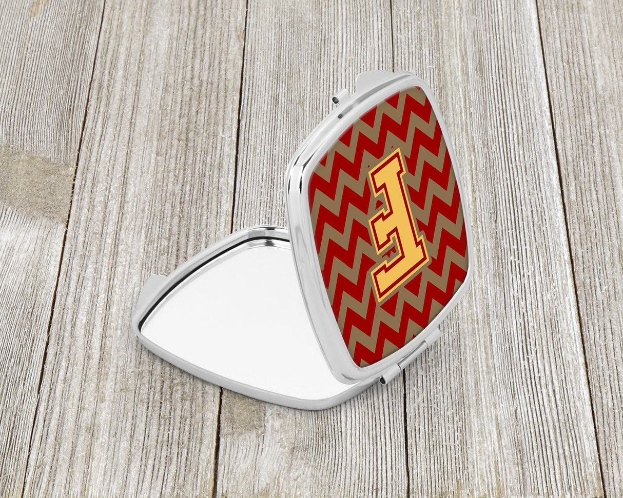 Letter F Chevron Garnet and Gold  Compact Mirror CJ1048-FSCM by Caroline's Treasures