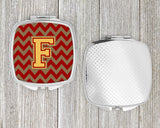 Letter F Chevron Garnet and Gold  Compact Mirror CJ1048-FSCM by Caroline's Treasures