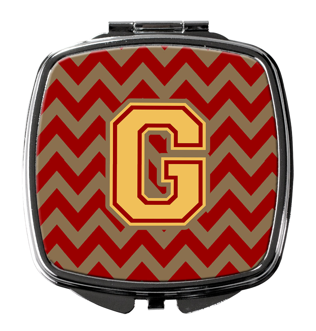 Letter G Chevron Garnet and Gold  Compact Mirror CJ1048-GSCM by Caroline's Treasures