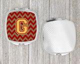 Letter G Chevron Garnet and Gold  Compact Mirror CJ1048-GSCM by Caroline's Treasures