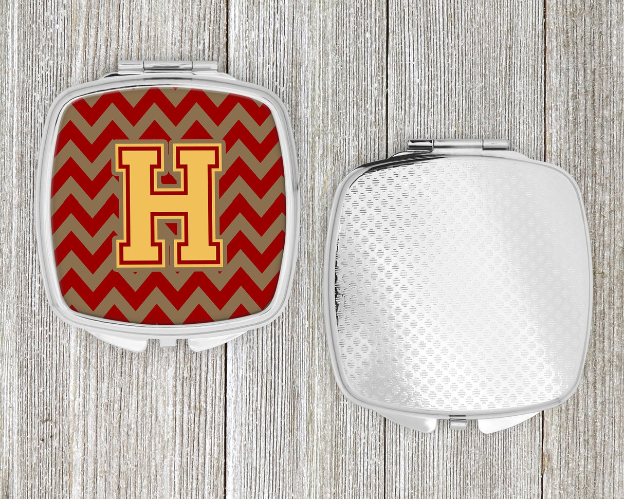 Letter H Chevron Garnet and Gold  Compact Mirror CJ1048-HSCM by Caroline's Treasures