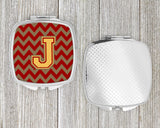 Letter J Chevron Garnet and Gold  Compact Mirror CJ1048-JSCM by Caroline's Treasures