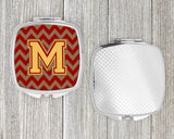 Letter M Chevron Garnet and Gold  Compact Mirror CJ1048-MSCM by Caroline's Treasures