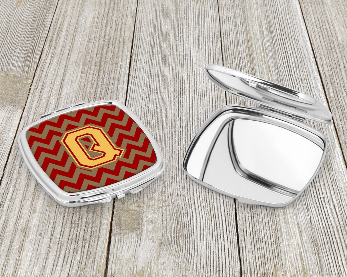 Letter Q Chevron Garnet and Gold  Compact Mirror CJ1048-QSCM by Caroline's Treasures