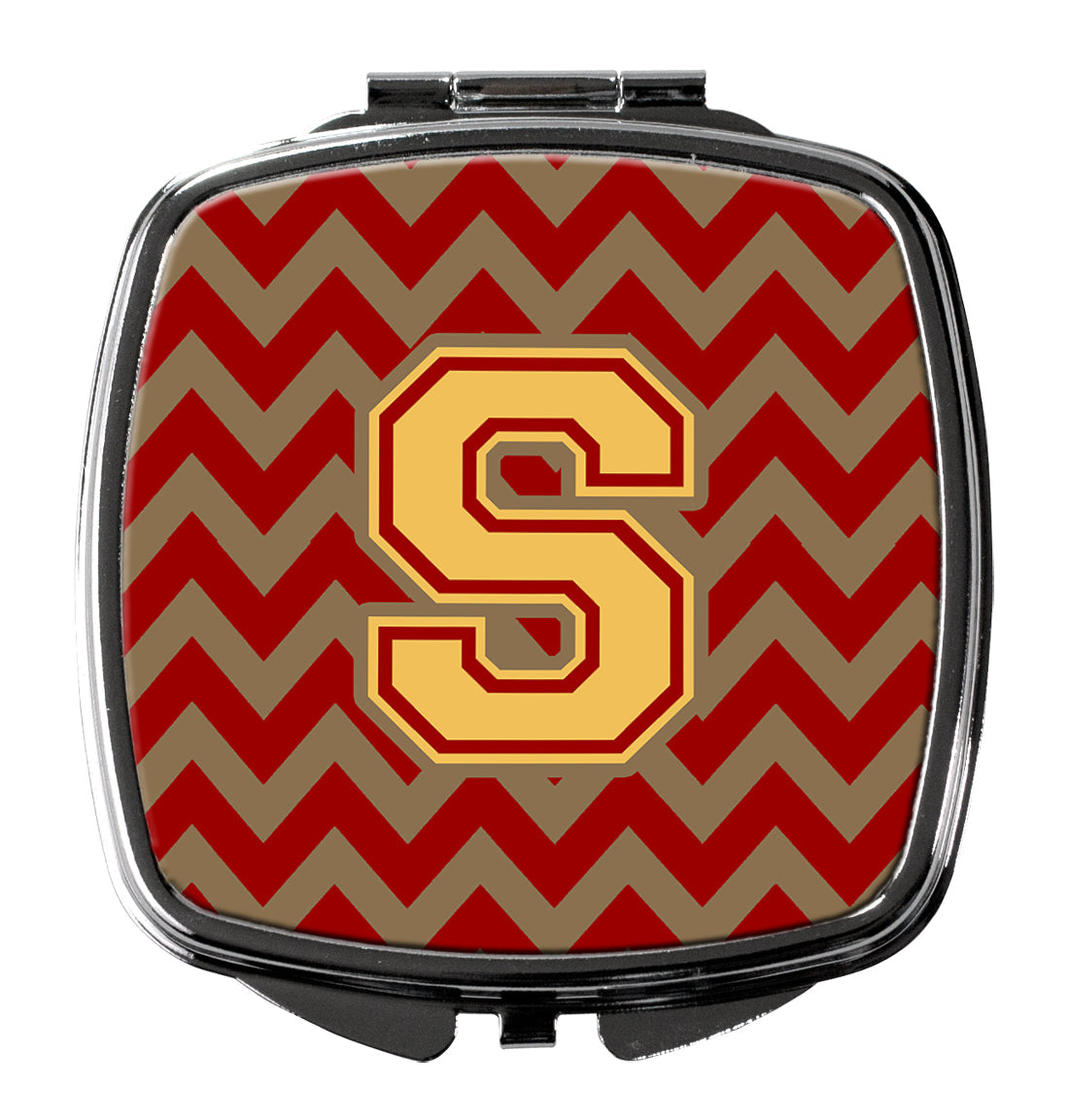 Letter S Chevron Garnet and Gold  Compact Mirror CJ1048-SSCM by Caroline's Treasures