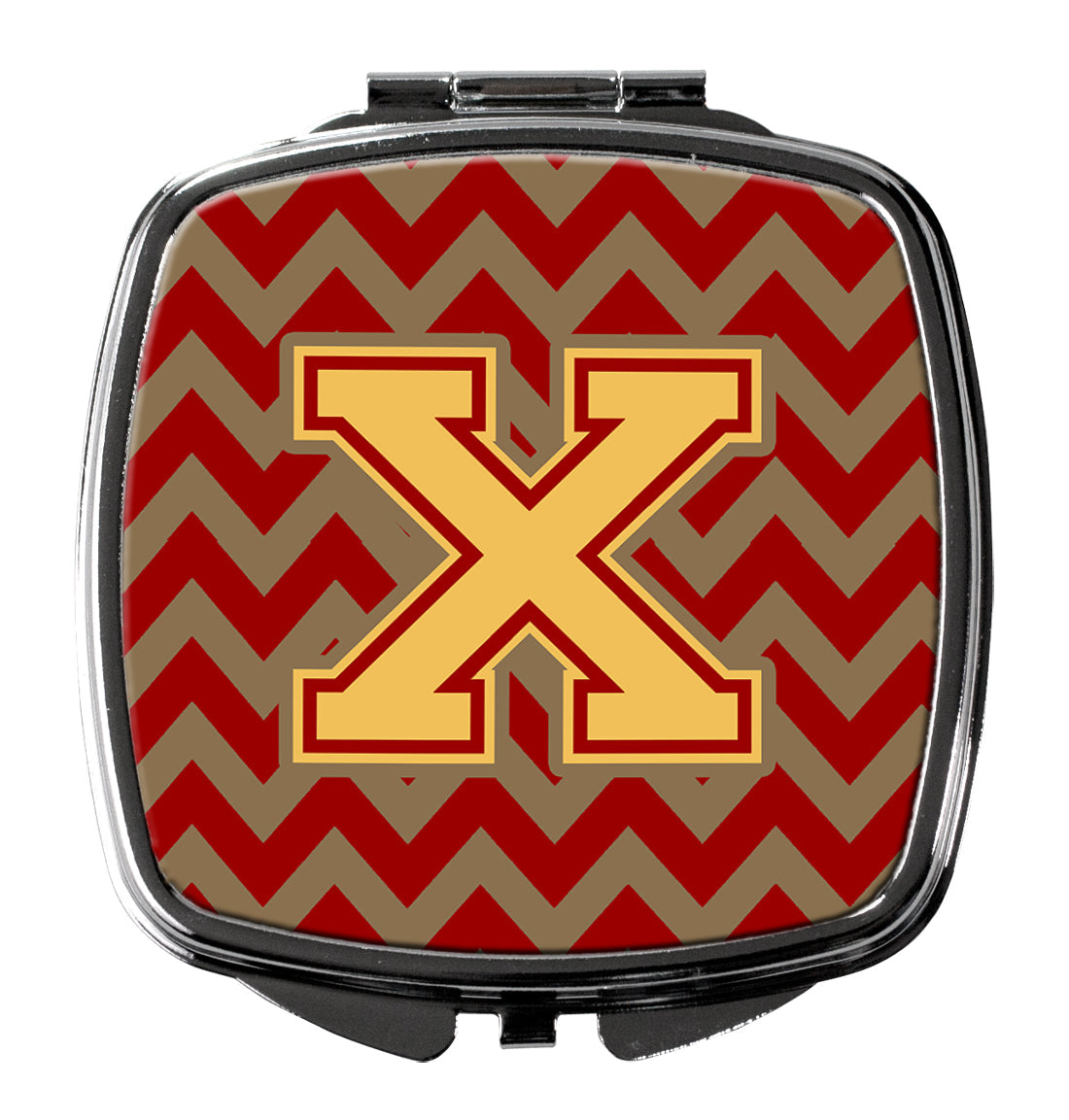 Letter X Chevron Garnet and Gold  Compact Mirror CJ1048-XSCM by Caroline's Treasures