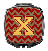 Letter X Chevron Garnet and Gold  Compact Mirror CJ1048-XSCM by Caroline's Treasures