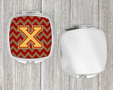 Letter X Chevron Garnet and Gold  Compact Mirror CJ1048-XSCM by Caroline's Treasures