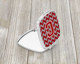 Letter C Chevron Maroon and White Compact Mirror CJ1049-CSCM by Caroline's Treasures