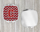 Letter C Chevron Maroon and White Compact Mirror CJ1049-CSCM by Caroline's Treasures