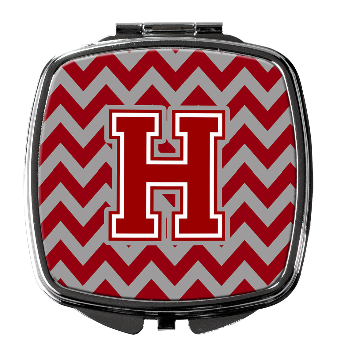 Letter H Chevron Maroon and White Compact Mirror CJ1049-HSCM by Caroline's Treasures