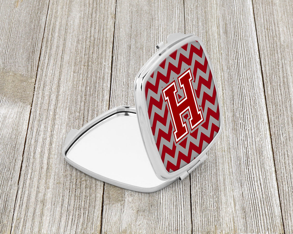 Letter H Chevron Maroon and White Compact Mirror CJ1049-HSCM by Caroline's Treasures