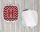 Letter H Chevron Maroon and White Compact Mirror CJ1049-HSCM by Caroline's Treasures