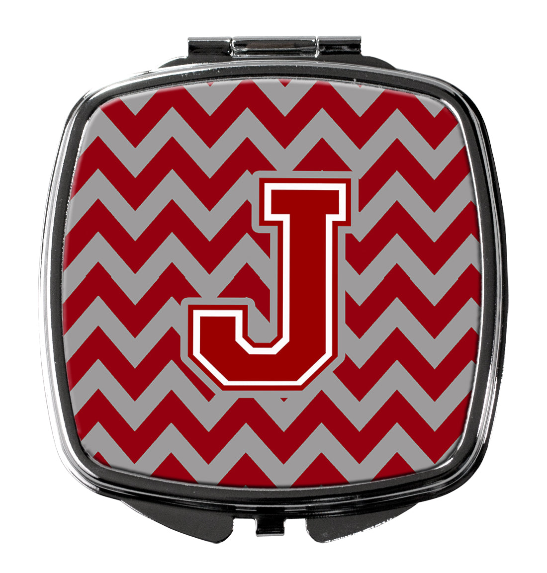 Letter J Chevron Maroon and White Compact Mirror CJ1049-JSCM by Caroline's Treasures