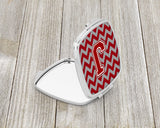 Letter J Chevron Maroon and White Compact Mirror CJ1049-JSCM by Caroline's Treasures