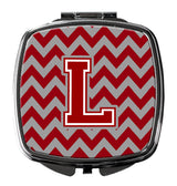 Letter L Chevron Maroon and White Compact Mirror CJ1049-LSCM by Caroline's Treasures