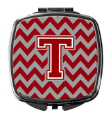 Letter T Chevron Maroon and White Compact Mirror CJ1049-TSCM by Caroline's Treasures