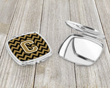 Letter C Chevron Black and Gold  Compact Mirror CJ1050-CSCM by Caroline's Treasures