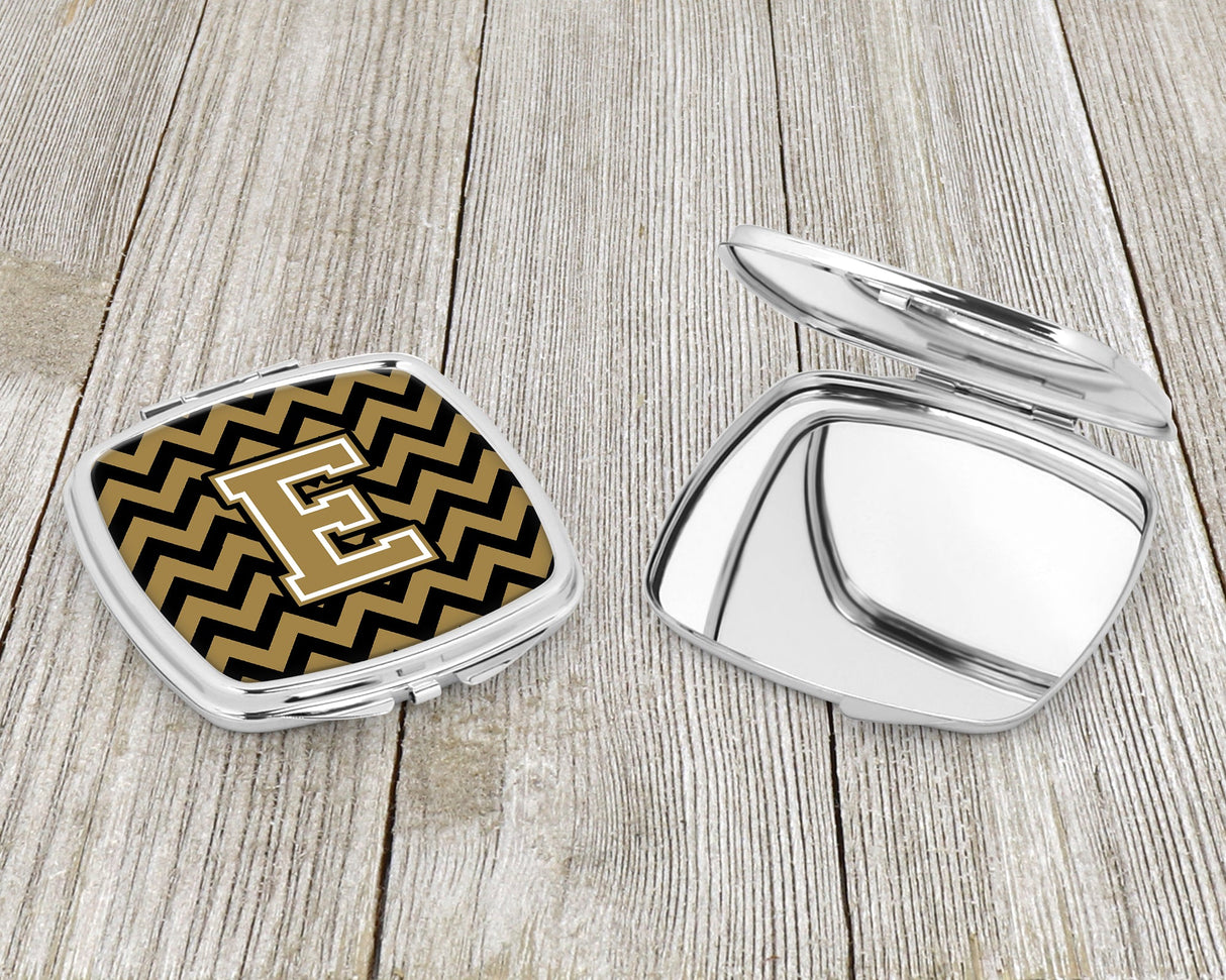 Letter E Chevron Black and Gold  Compact Mirror CJ1050-ESCM by Caroline's Treasures