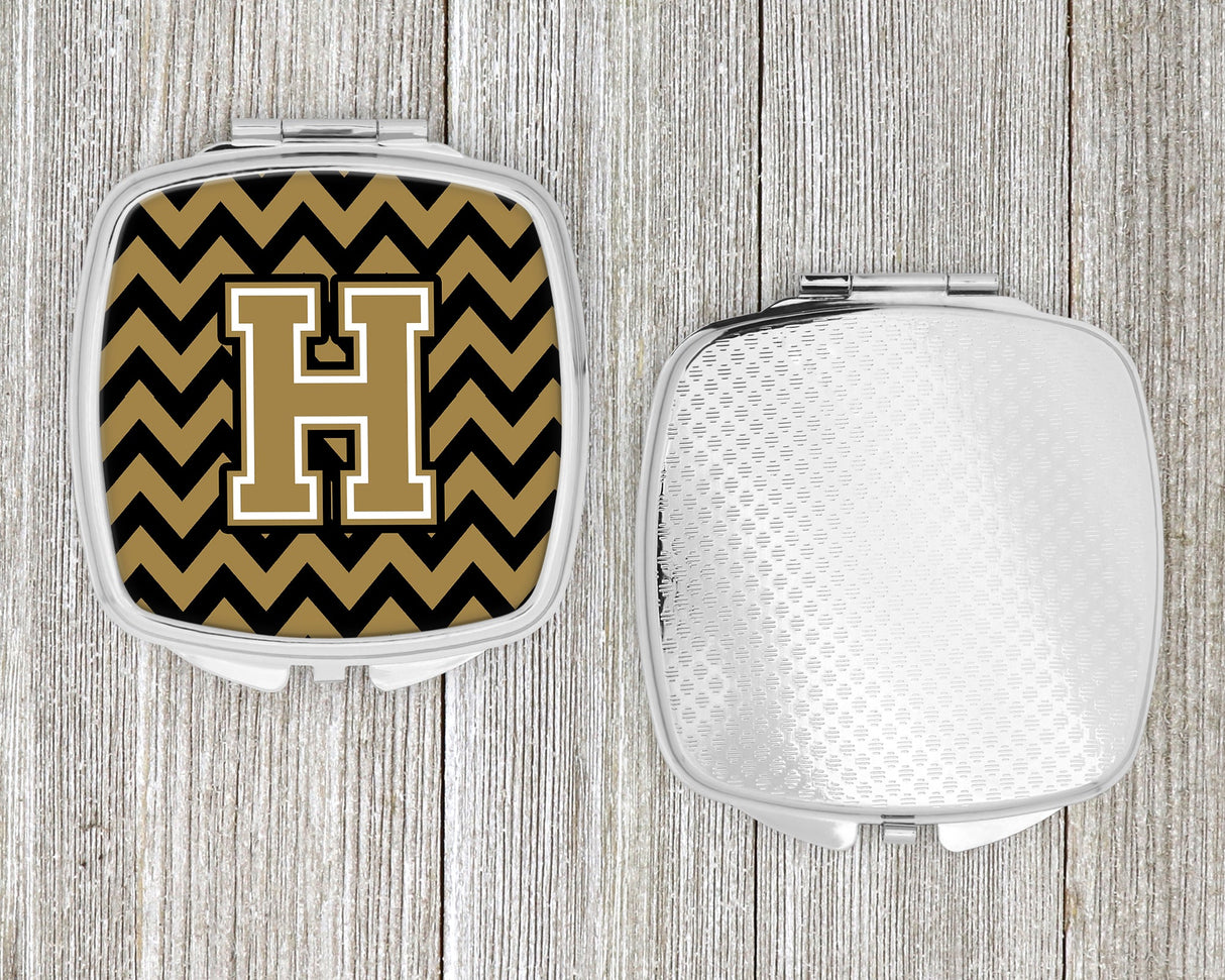 Letter H Chevron Black and Gold  Compact Mirror CJ1050-HSCM by Caroline's Treasures