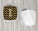 Letter I Chevron Black and Gold  Compact Mirror CJ1050-ISCM by Caroline's Treasures