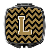 Letter L Chevron Black and Gold  Compact Mirror CJ1050-LSCM by Caroline's Treasures