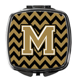 Letter M Chevron Black and Gold  Compact Mirror CJ1050-MSCM by Caroline's Treasures