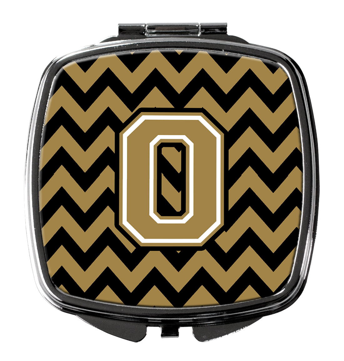 Letter O Chevron Black and Gold  Compact Mirror CJ1050-OSCM by Caroline's Treasures