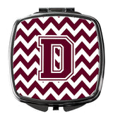 Letter D Chevron Maroon and White  Compact Mirror CJ1051-DSCM by Caroline's Treasures