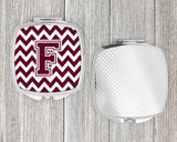 Letter F Chevron Maroon and White  Compact Mirror CJ1051-FSCM by Caroline's Treasures