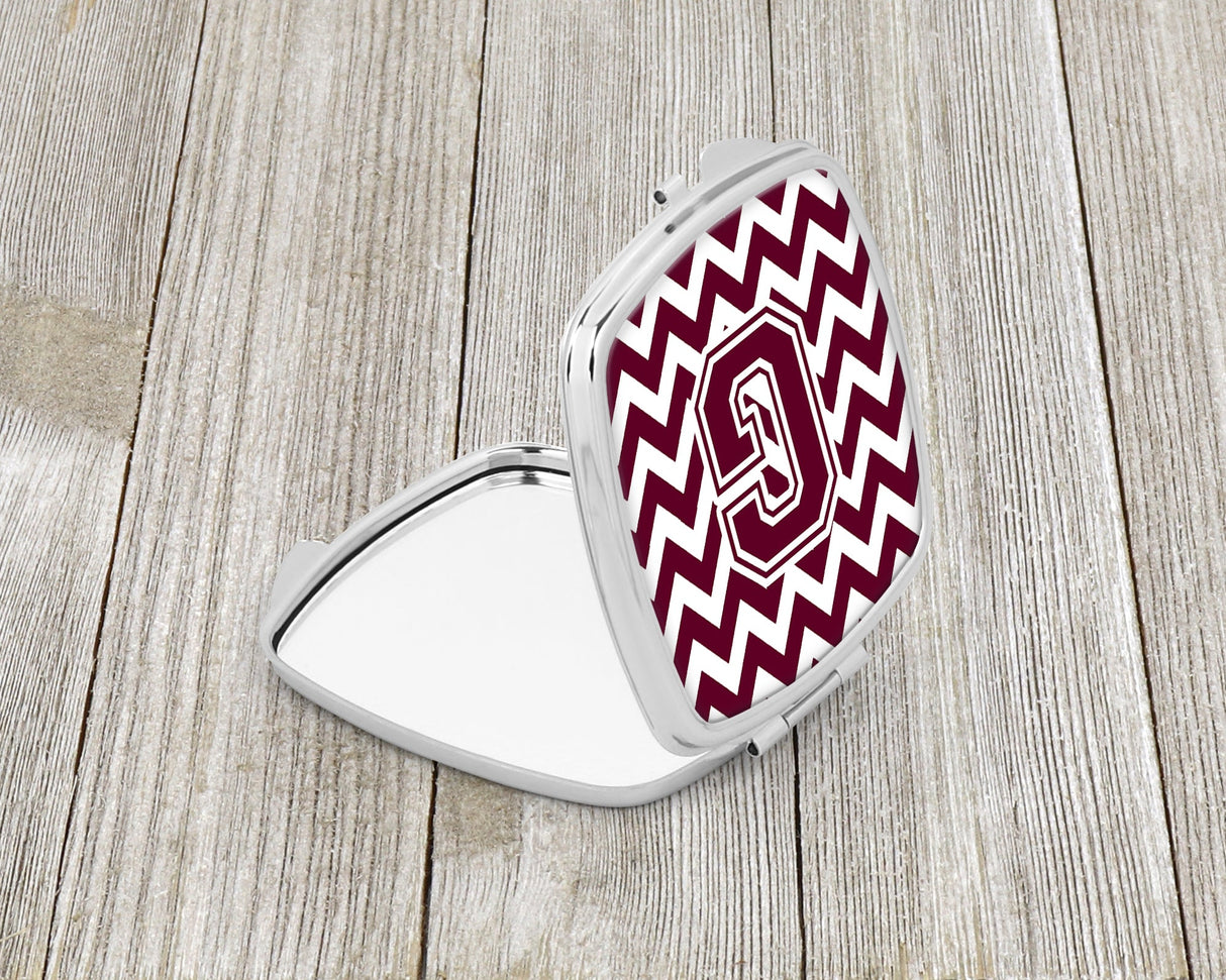 Letter G Chevron Maroon and White  Compact Mirror CJ1051-GSCM by Caroline's Treasures