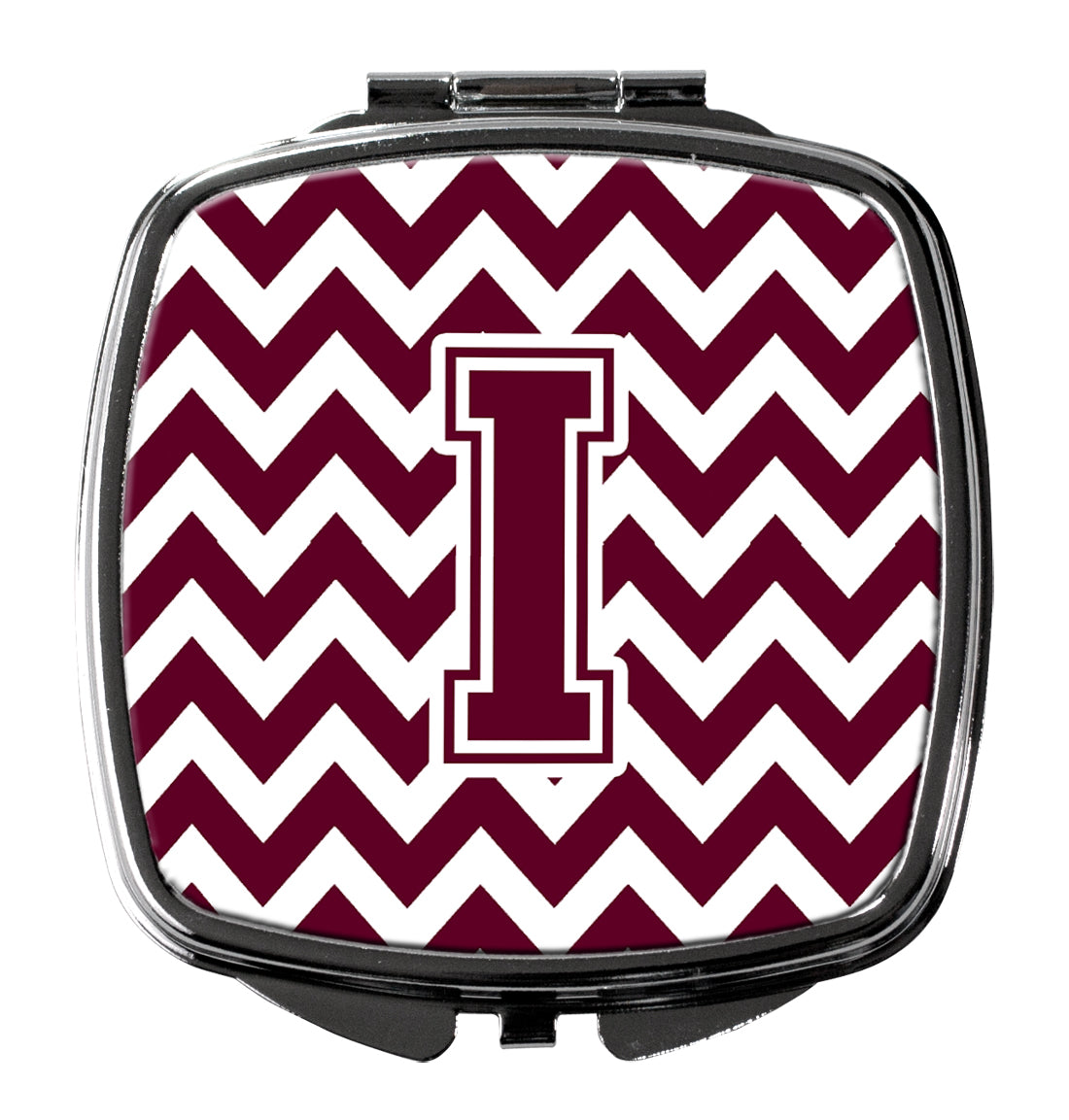 Letter I Chevron Maroon and White  Compact Mirror CJ1051-ISCM by Caroline's Treasures