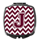 Letter J Chevron Maroon and White  Compact Mirror CJ1051-JSCM by Caroline's Treasures