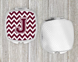 Letter J Chevron Maroon and White  Compact Mirror CJ1051-JSCM by Caroline's Treasures