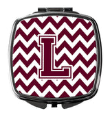 Letter L Chevron Maroon and White  Compact Mirror CJ1051-LSCM by Caroline's Treasures