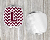 Letter L Chevron Maroon and White  Compact Mirror CJ1051-LSCM by Caroline's Treasures