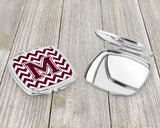 Letter M Chevron Maroon and White  Compact Mirror CJ1051-MSCM by Caroline's Treasures