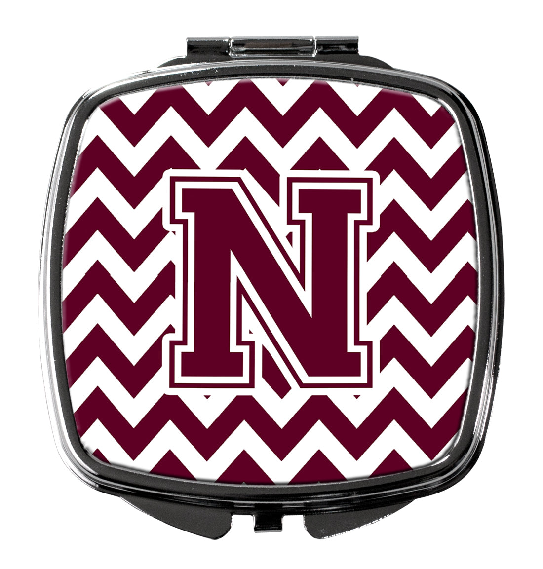 Letter N Chevron Maroon and White  Compact Mirror CJ1051-NSCM by Caroline's Treasures