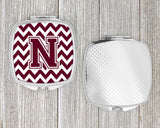 Letter N Chevron Maroon and White  Compact Mirror CJ1051-NSCM by Caroline's Treasures