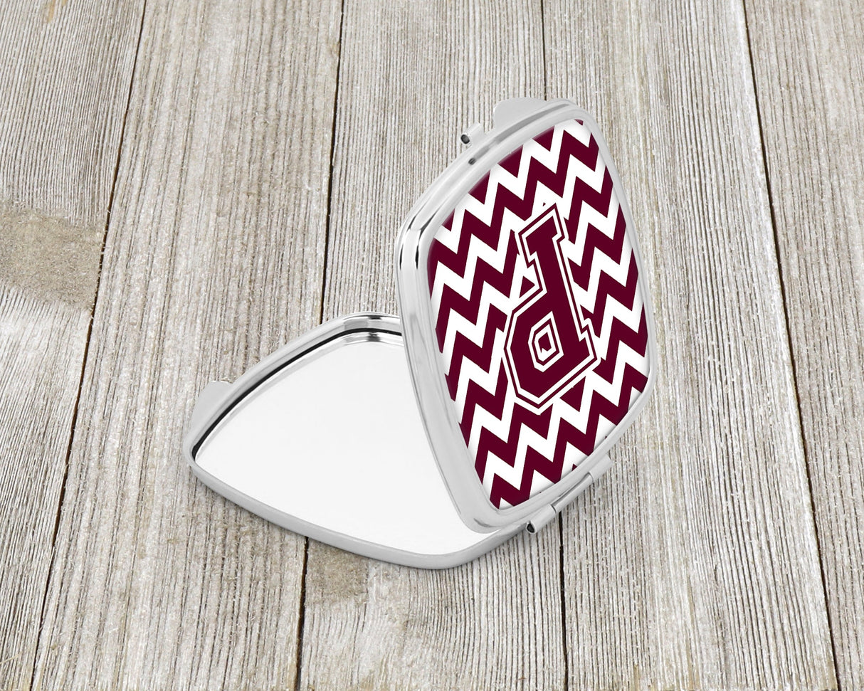 Letter P Chevron Maroon and White  Compact Mirror CJ1051-PSCM by Caroline's Treasures